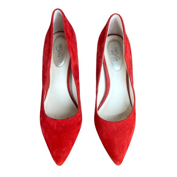 Alfani Jeules Red Faux Suede Pointed Toe Heels Womens Size 7 Medium - Picture 3 of 16